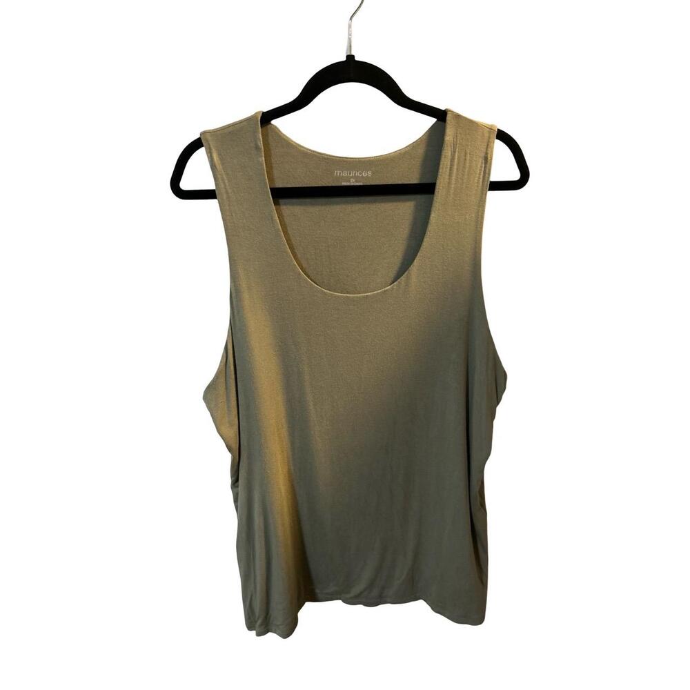 NWT Maurices Womens Plus Size 2X Olive Green Tank Top Scoop Neck Casual